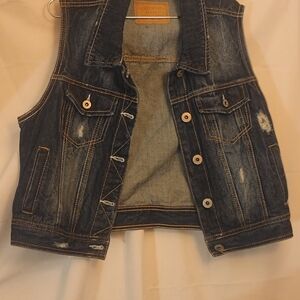 Amethyst Jeans Men’s Distressed Dark Blue Denim Vest